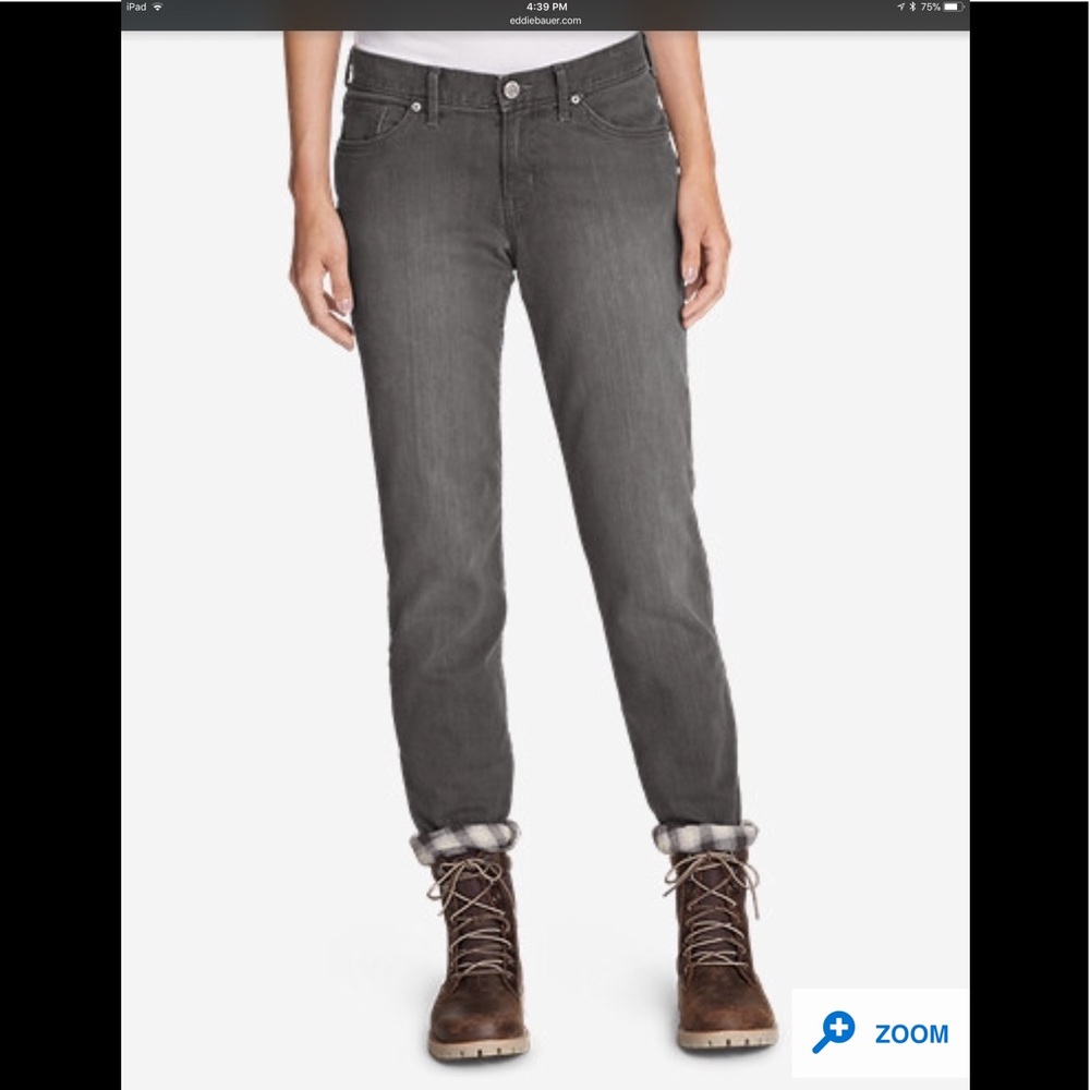 Eddie Bauer Boyfriend Flannel-Lined Jeans 32W EB 4